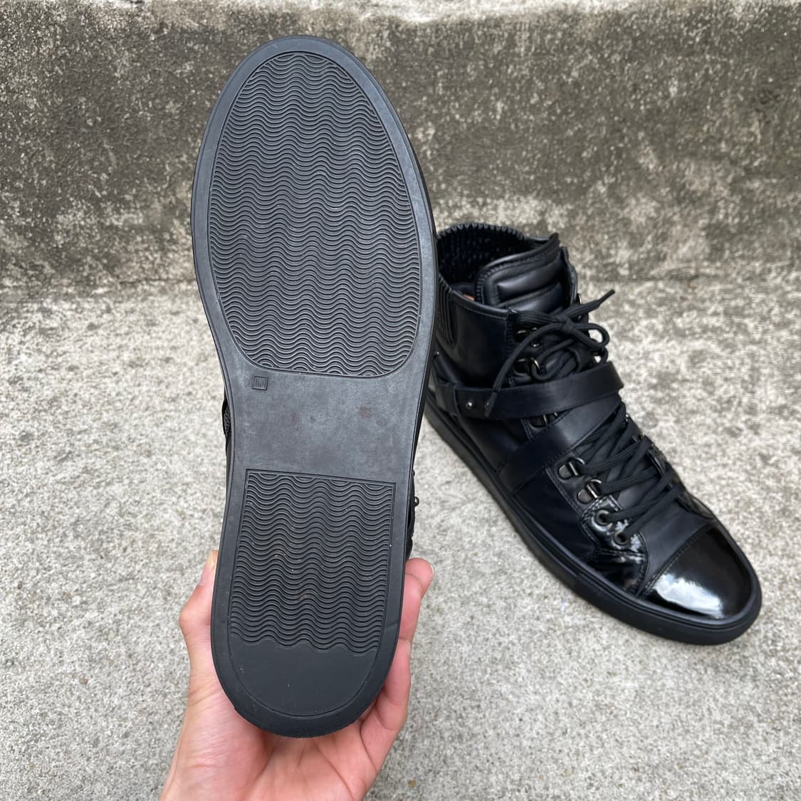 [40] Neil Barrett 블랙 레더 하이탑 스니커즈 (260) 상품이미지10