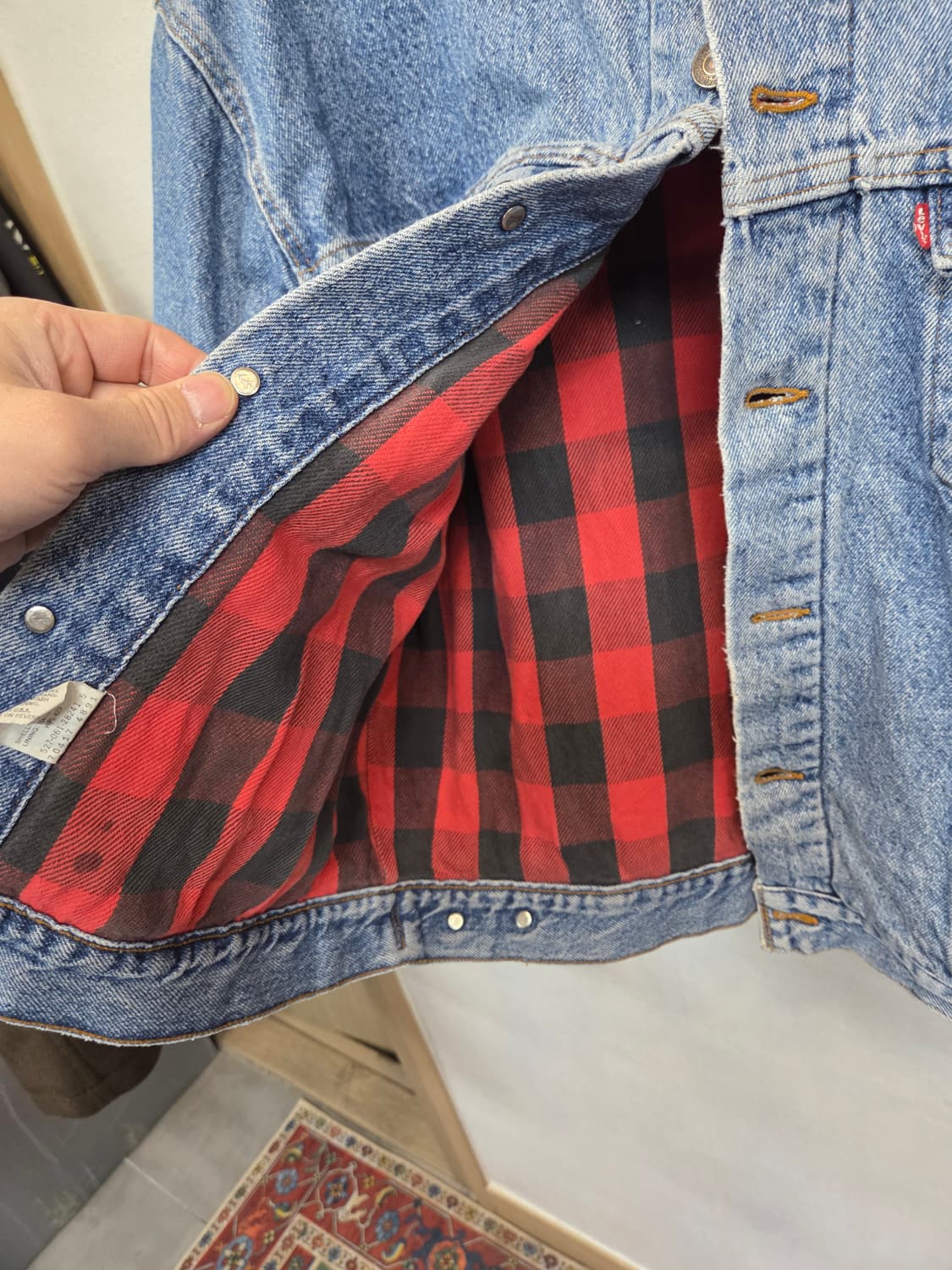 리바이스 빈티지 90s 블랭킷 버팔로 체크 데님자켓 xl 상품이미지6