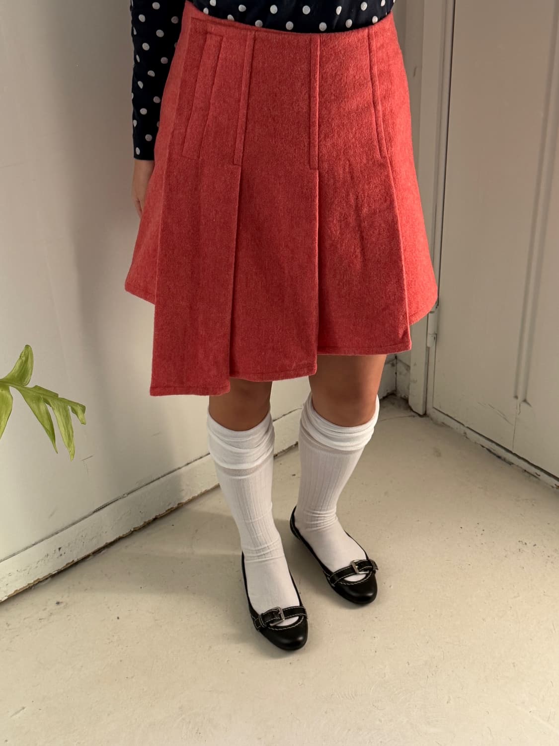 일본빈티지 핀턱 언발 랩스커트 상품이미지2