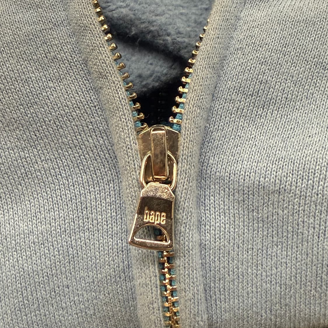 베이프 샤크 블루 오렌지 하프 배색 화이트 패치 디테일 풀 집 후드집업 상품이미지5