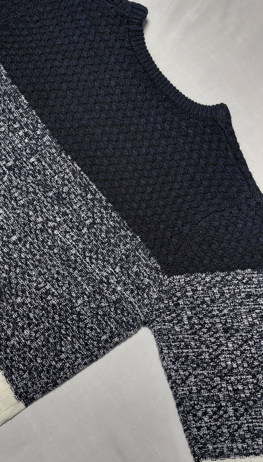 일본 브랜드 TAKA-Q(타카큐) 3단 컬러 배색 니트 스웨터 (L) 상품이미지8