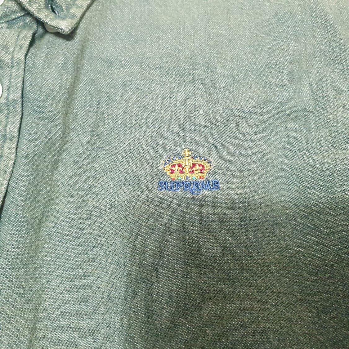 M, L 슈프림 크라운 로고 데님셔츠 그린 상품이미지5