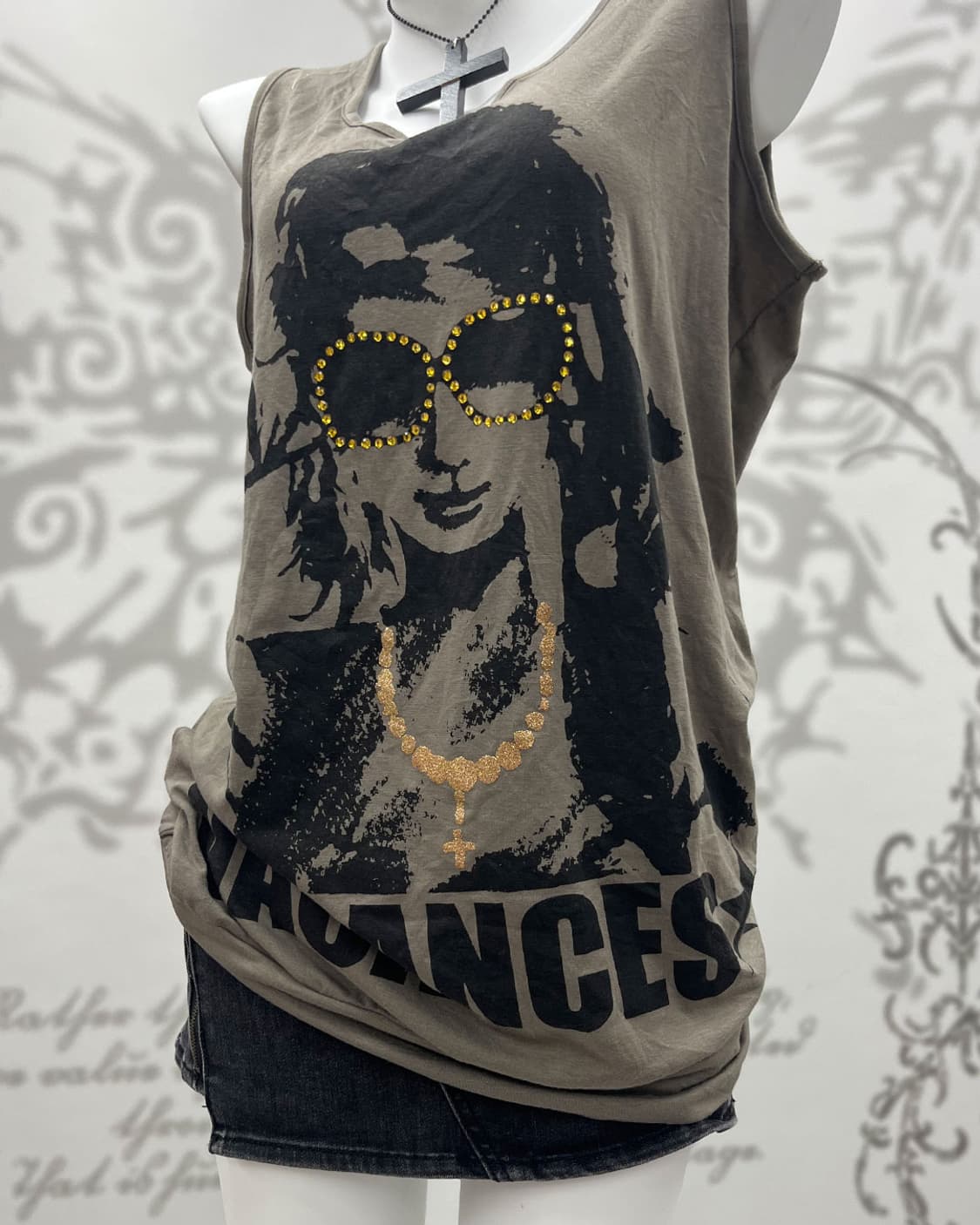 00's Y2K printing sleeveless 상품이미지4