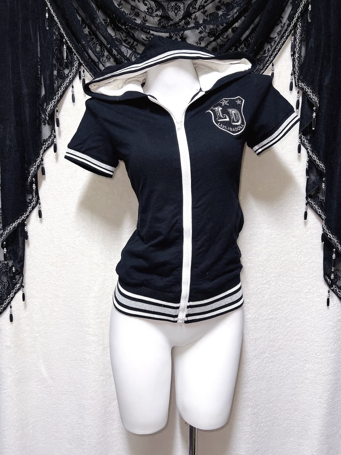 리즈리사돌 y2k 와투케 펑크 갸루 키치 반팔 후드집업 헤이세이 핀터 상품이미지4