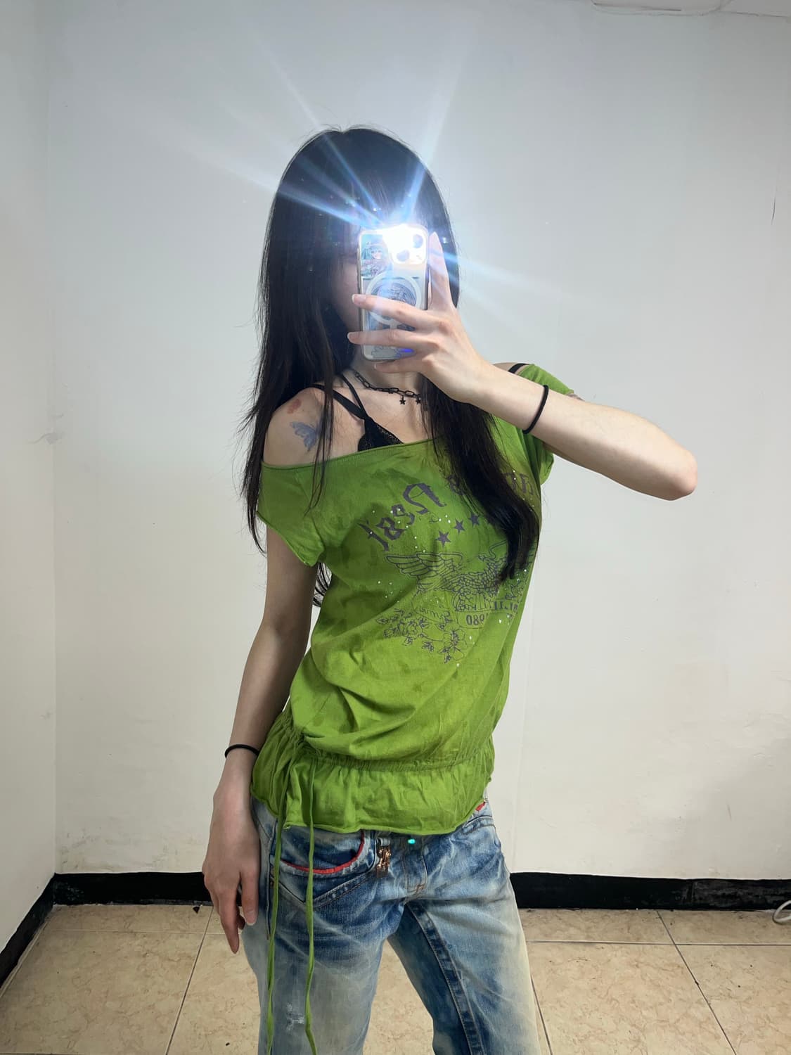 00‘s P2K 프린팅 오프숄더 상품이미지4