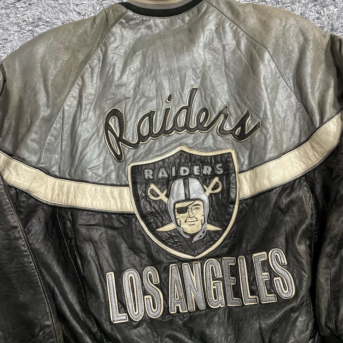 1990s 로스엔젤레스 Raiders 레더 블루종 상품이미지8