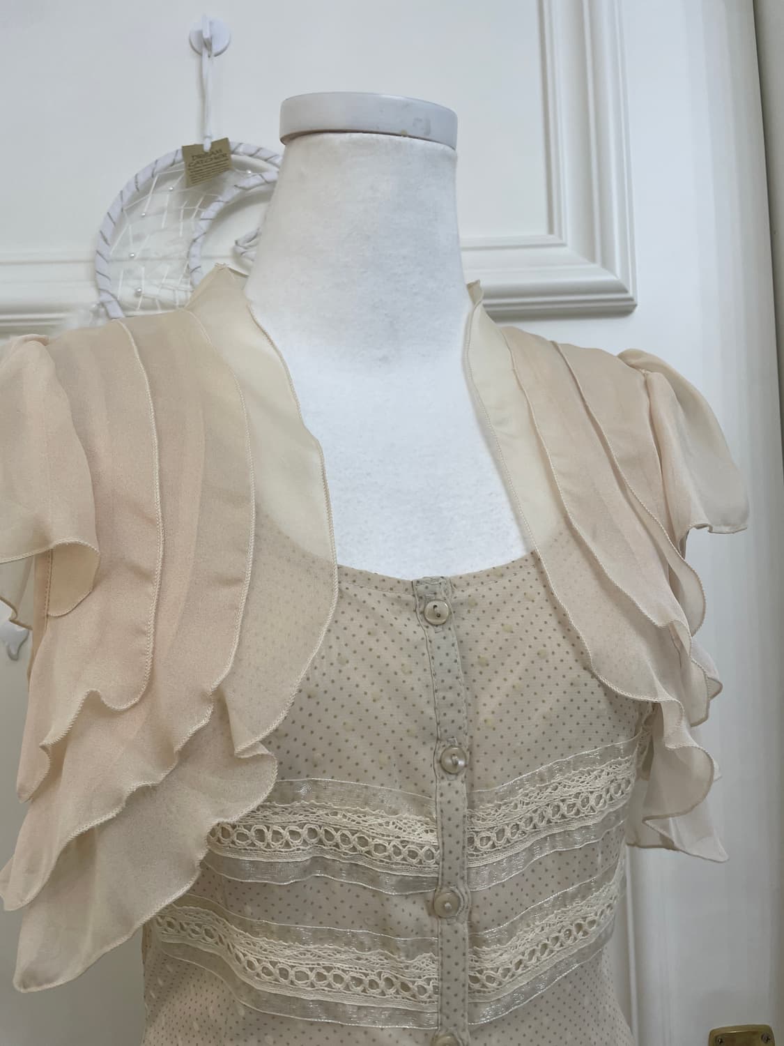 beige ruffle fairy bolero&beige dot lace 상품이미지6