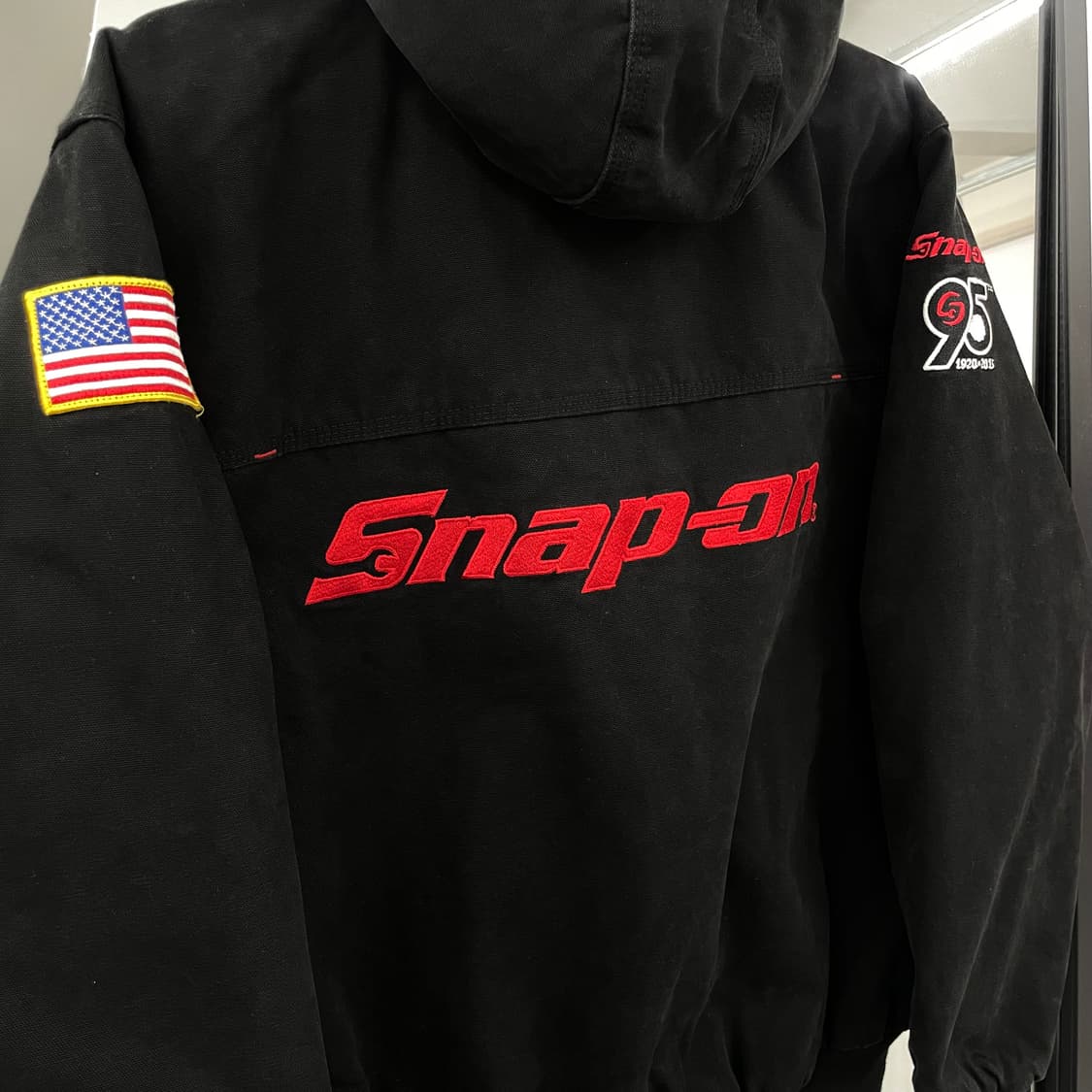 Snap-on 스냅온 덕액티브 성조기 패치 캔버스 빅로고 후드 워크자켓 상품이미지4