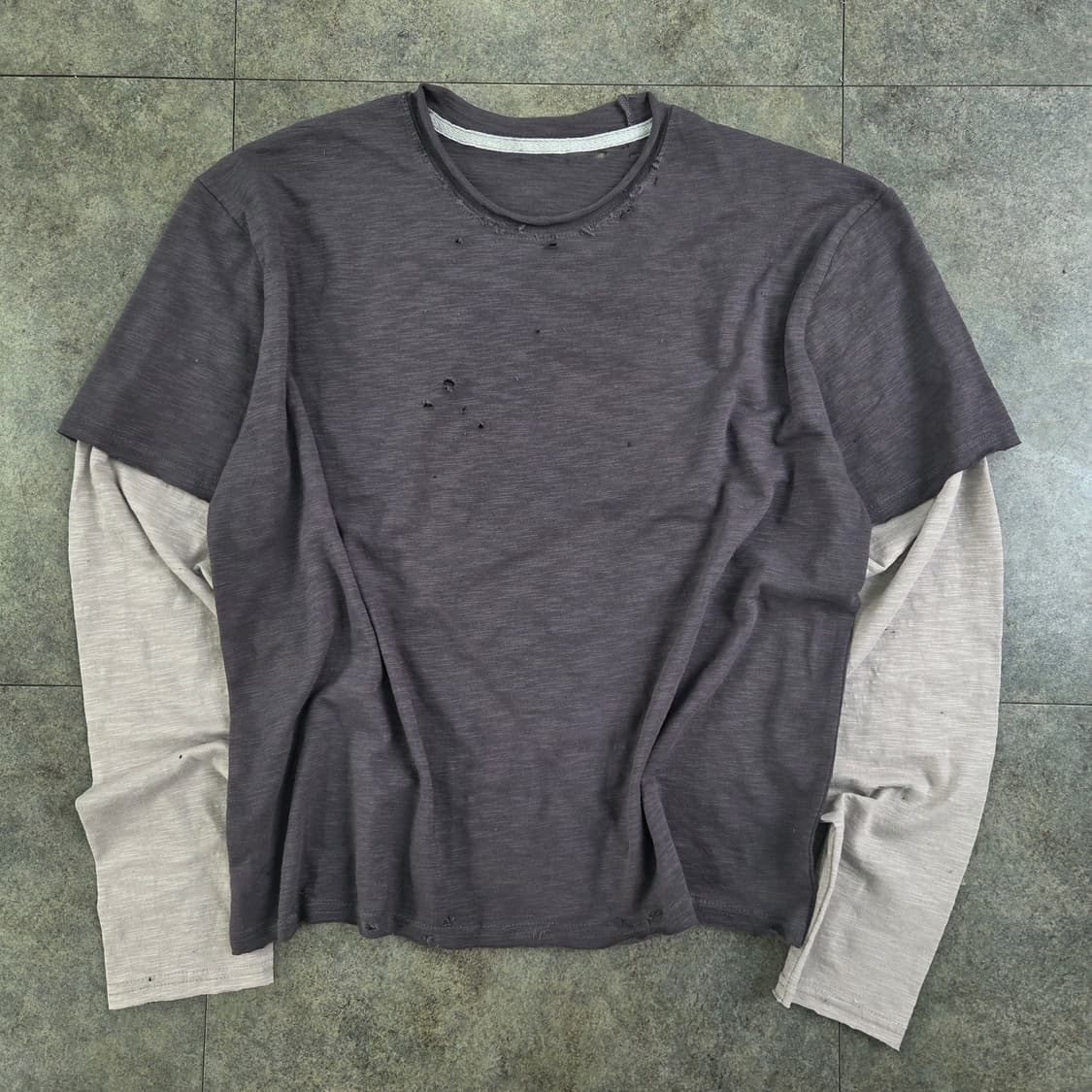 빈티지 워싱 레이어드 긴팔티셔츠 상품이미지1