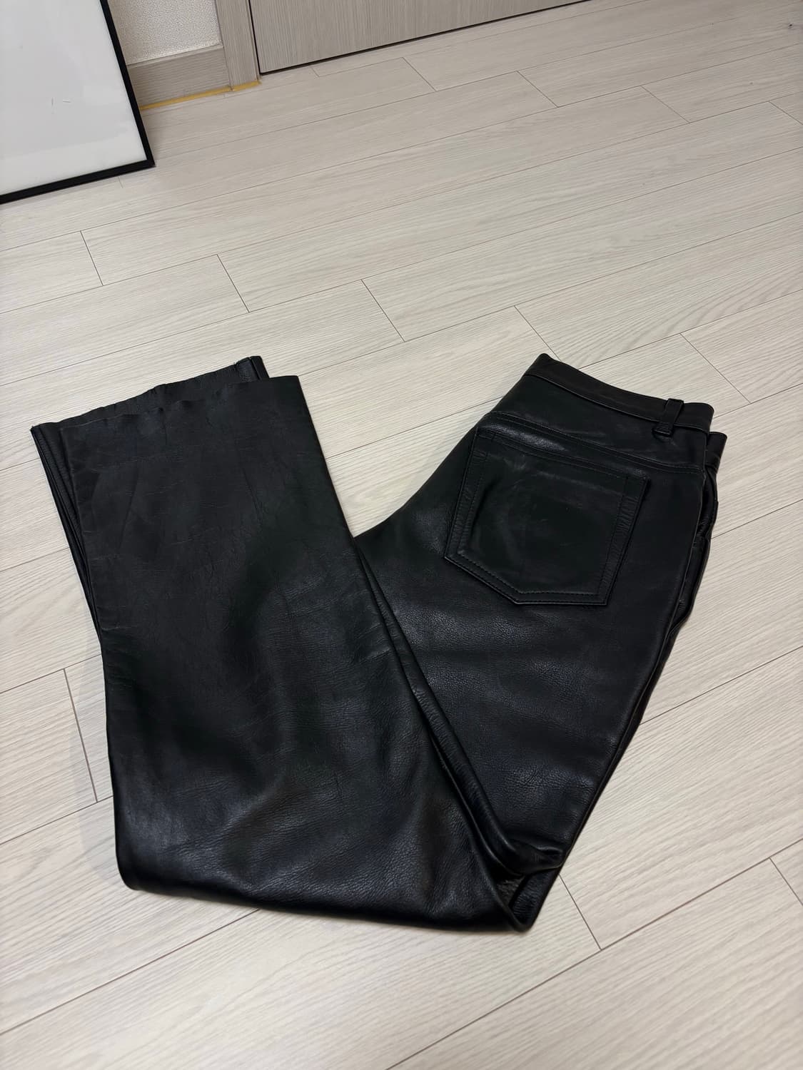 빈티지 레더 가죽 플레어 부츠컷 팬츠 29-30인치 상품이미지2