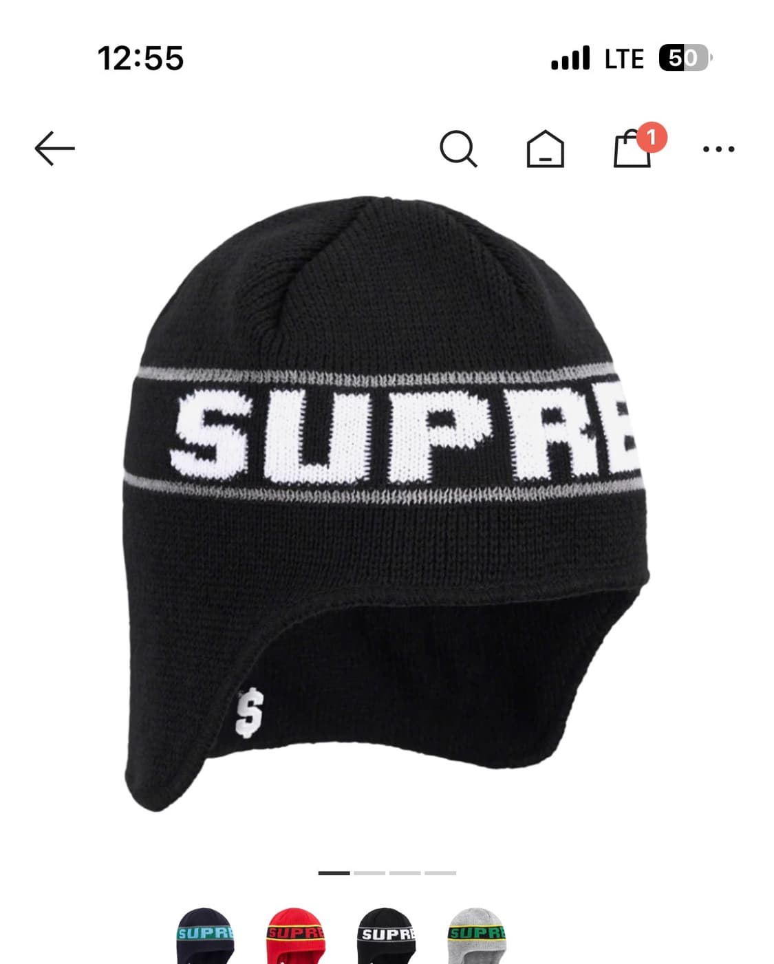 슈프림 이어플랩 비니 블랙 상품이미지1