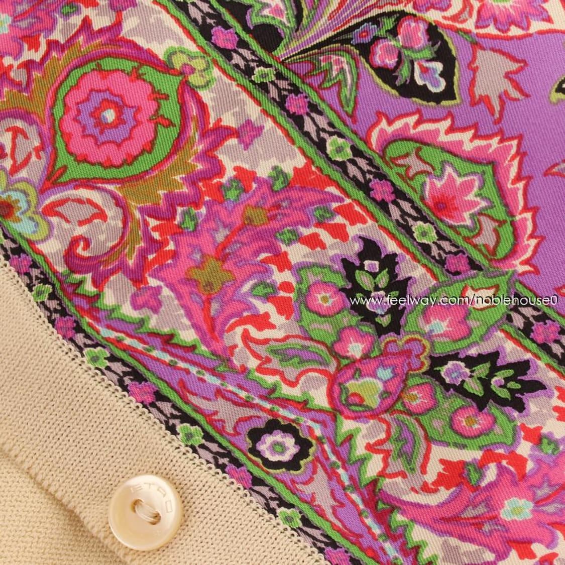 에트로 아이보리 페이즐리 실크 프린팅 가디건(38) 상품이미지5