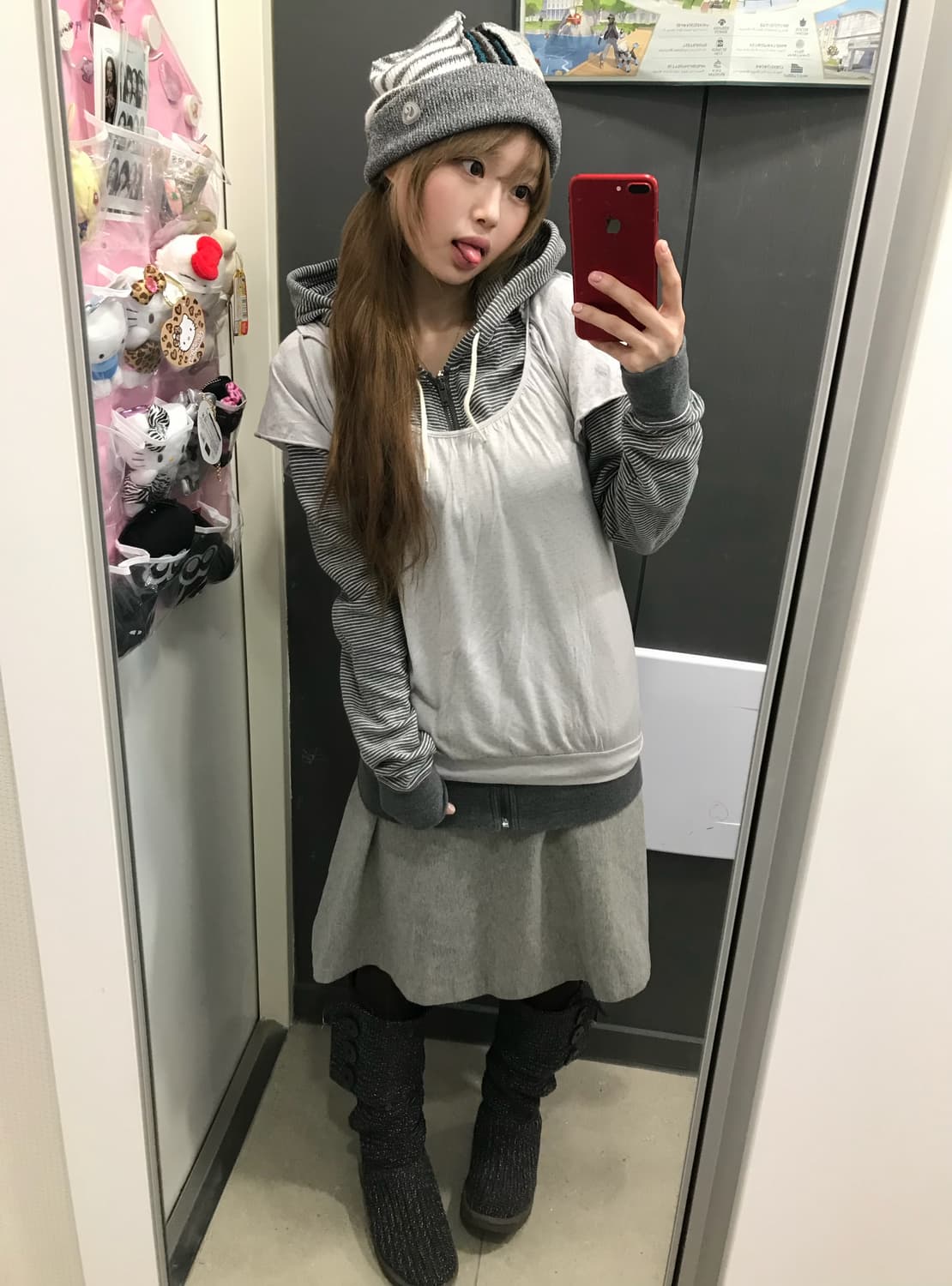 그레이 갭 엑스걸 별패턴 너드 니혼진 코디세트 상품이미지3