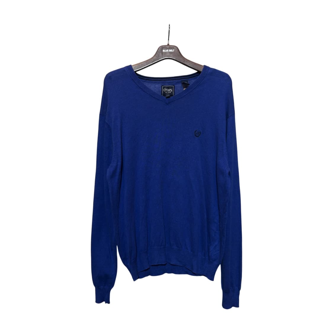 CHAPS 폴로 챕스 브이넥 코튼니트 로렐리스 자수 디테일 블루 상품이미지1
