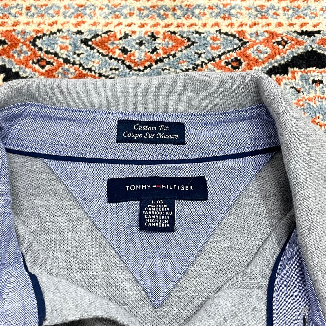 타미힐피거 그레이 긴팔 피케티셔츠 남성L 상품이미지3