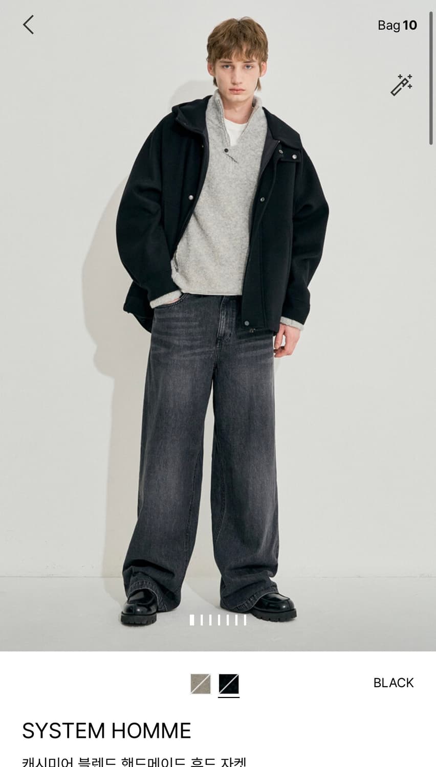 시스템옴므 캐시미어 후드자켓 블랙 95 상품이미지2