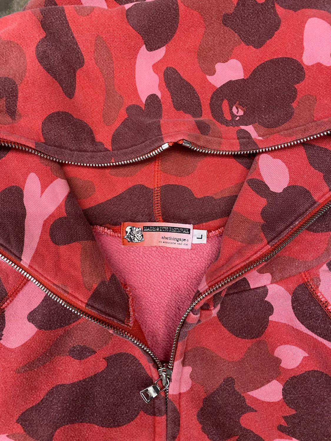 베이프 00s 레드카모 후드집업 L 상품이미지4