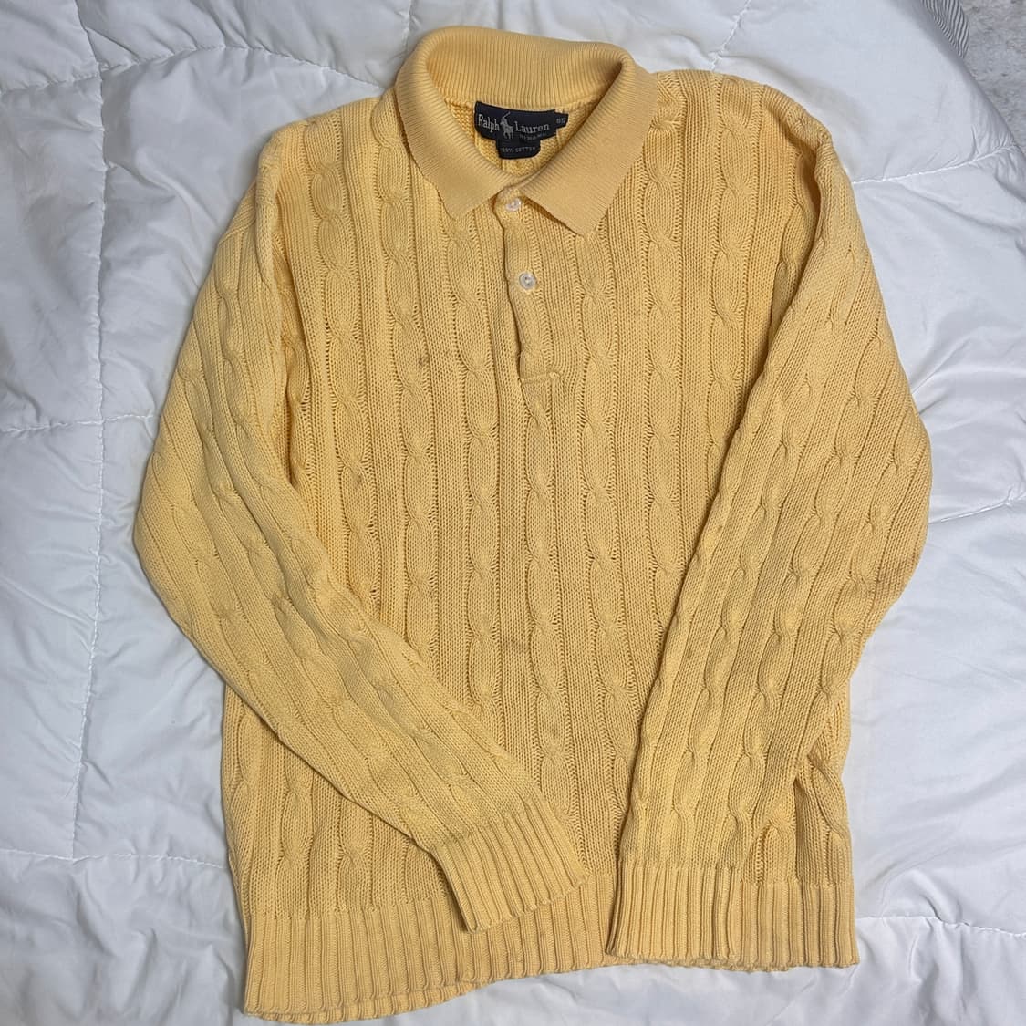 랄프로렌 꽈배기 케이블 카라 니트 옐로우 상품이미지2