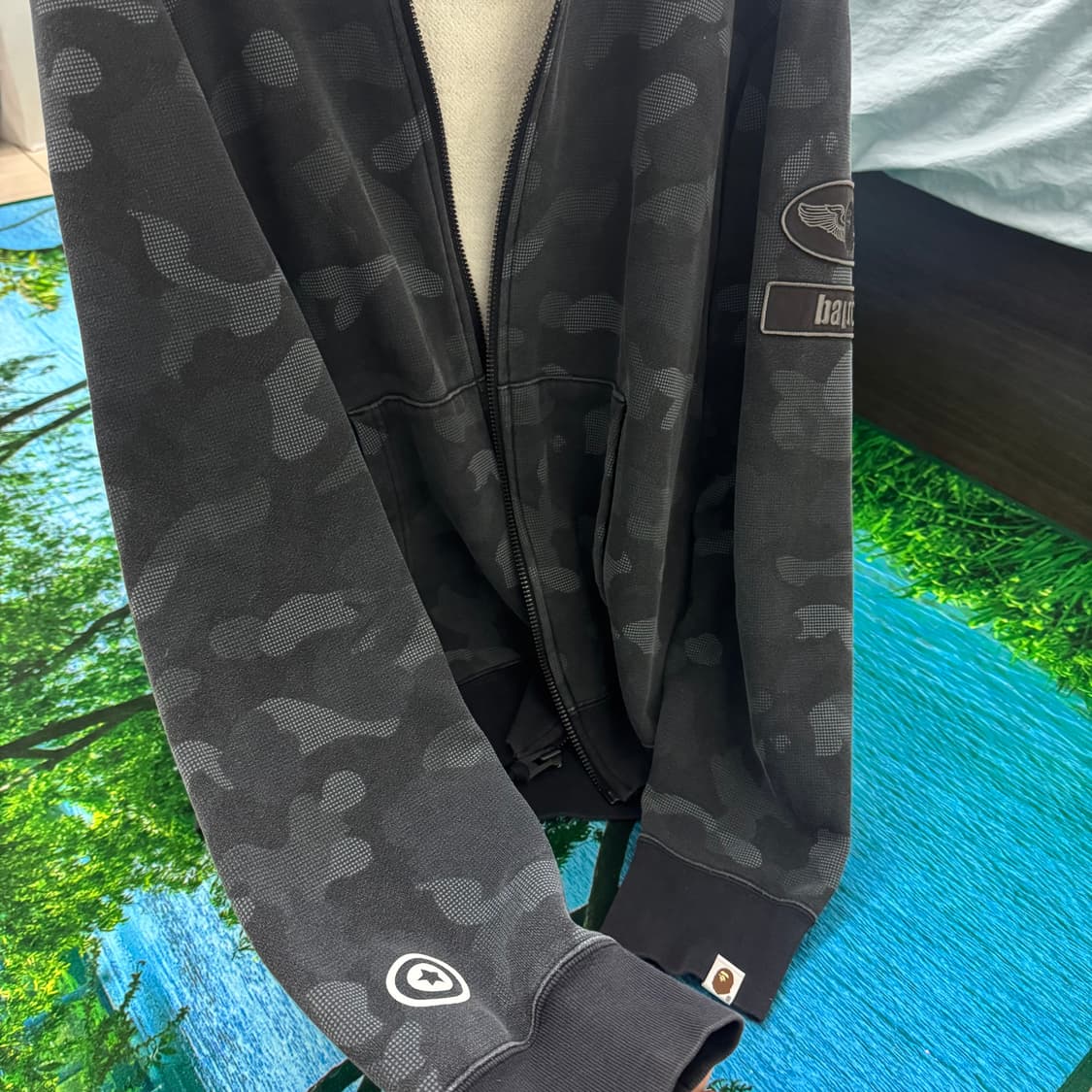 블랙 카모 샤크 후드 상품이미지2