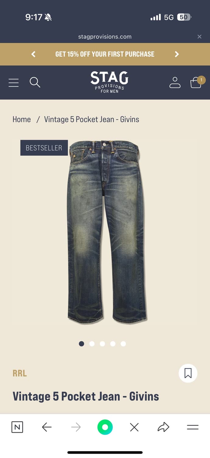 RRL 기빈스 32/32 새상품 상품이미지1