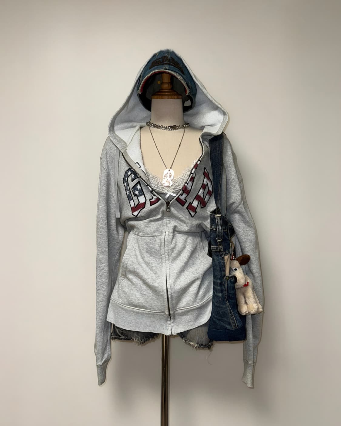 갭 성조기 그레이 후드집업 상품이미지1