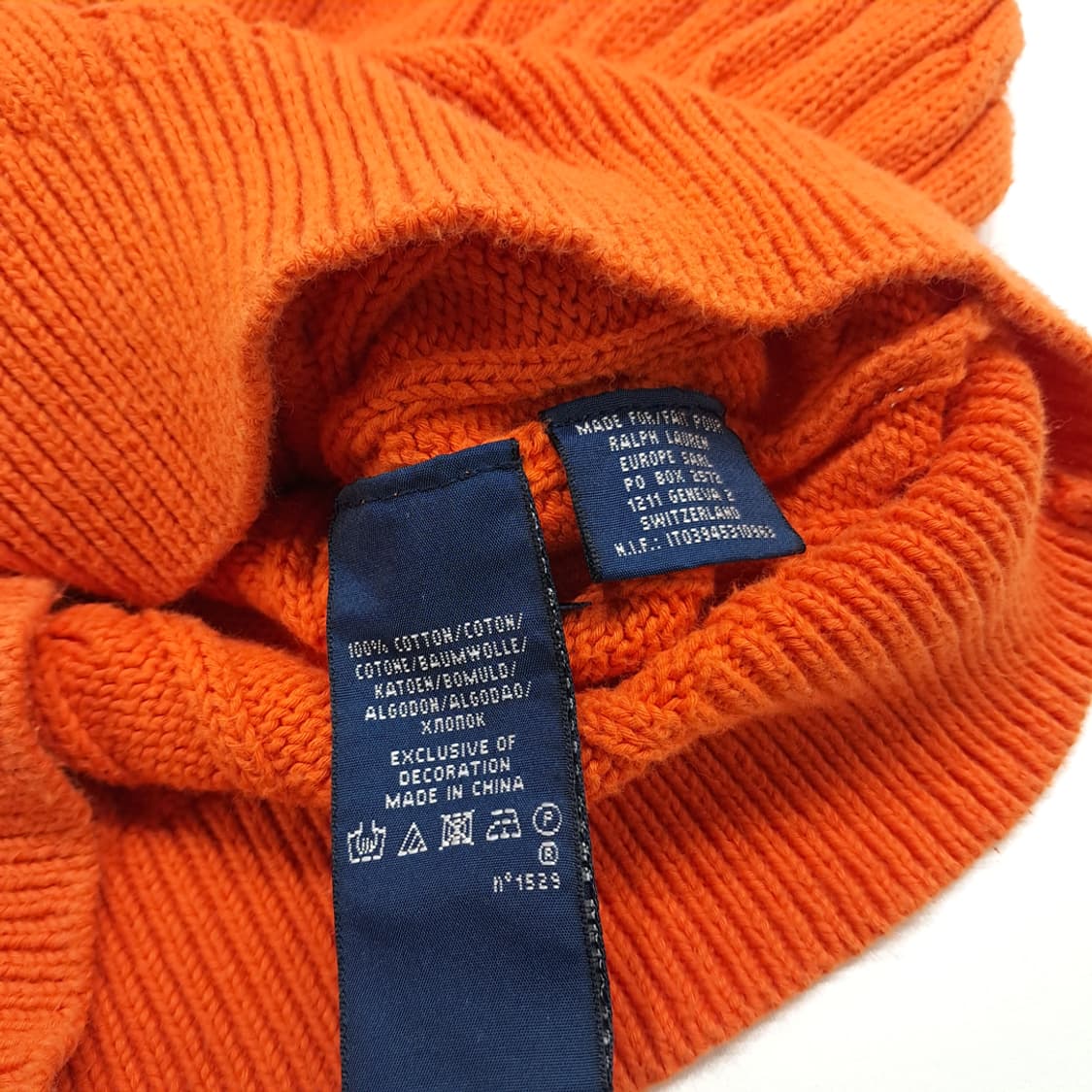 CN826W S 폴로 랄프로렌 오렌지 V넥 케이블 긴팔 니트 스웨터 상품이미지6