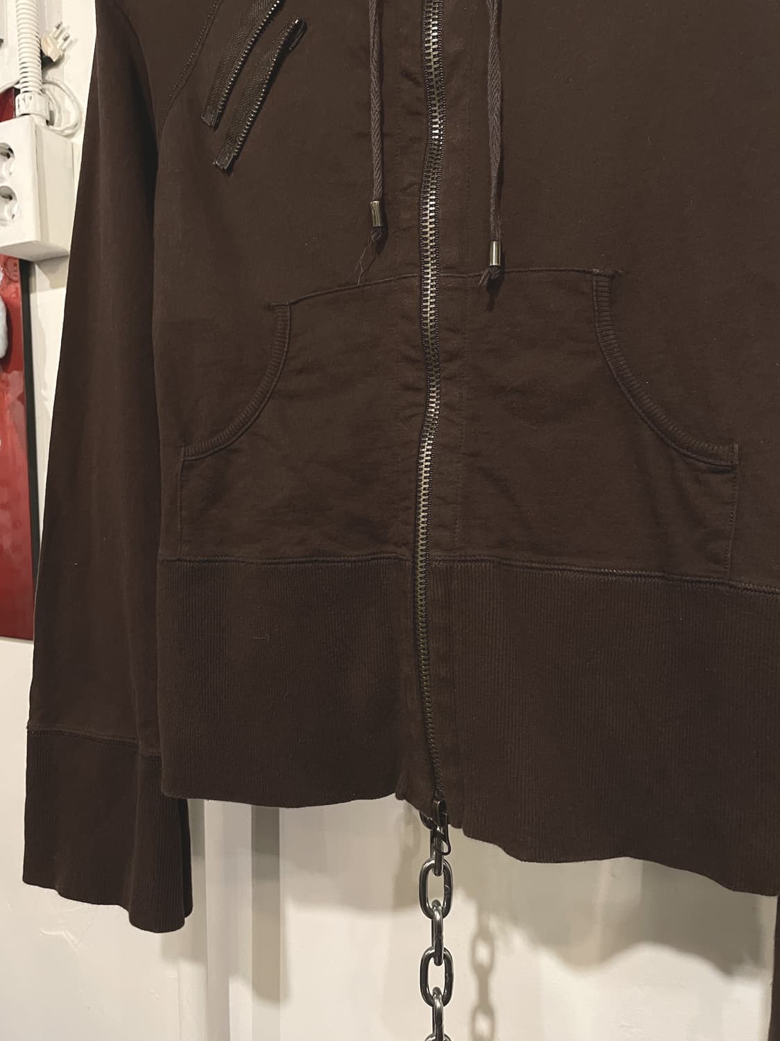 g.o.a 고아 지퍼 디테일 딥브라운 후드집업 y2k 상품이미지3