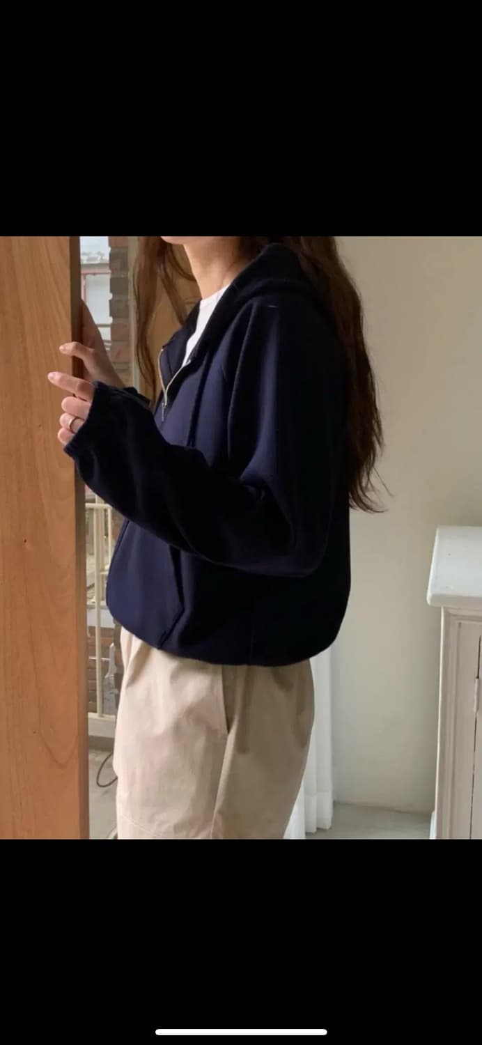 플라넬 이브닝 후드 집업 네이비 상품이미지3