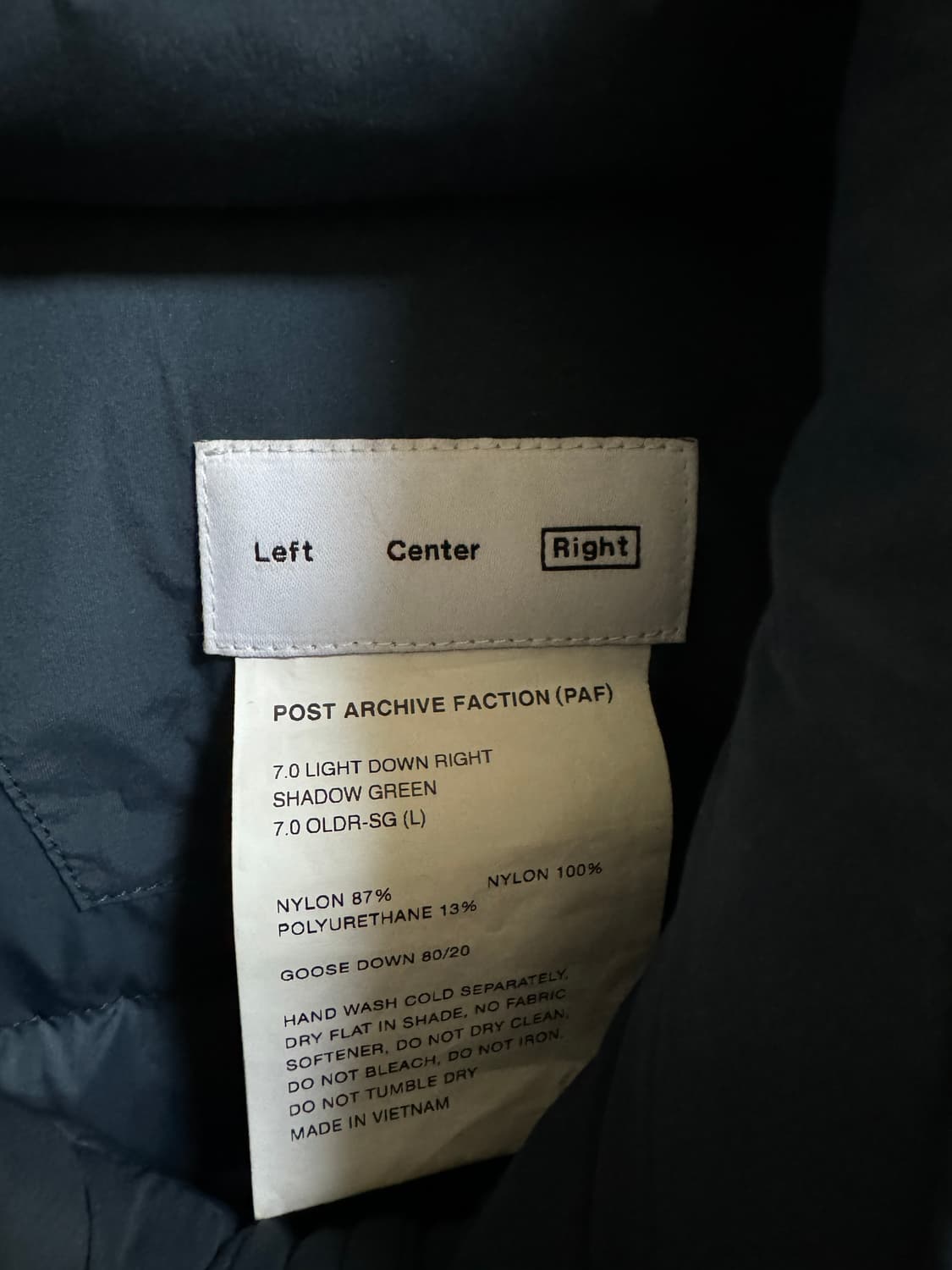 포스트아카이브팩션7.0 라이트다운 자켓 쉐도우 그린 [L] 상품이미지6