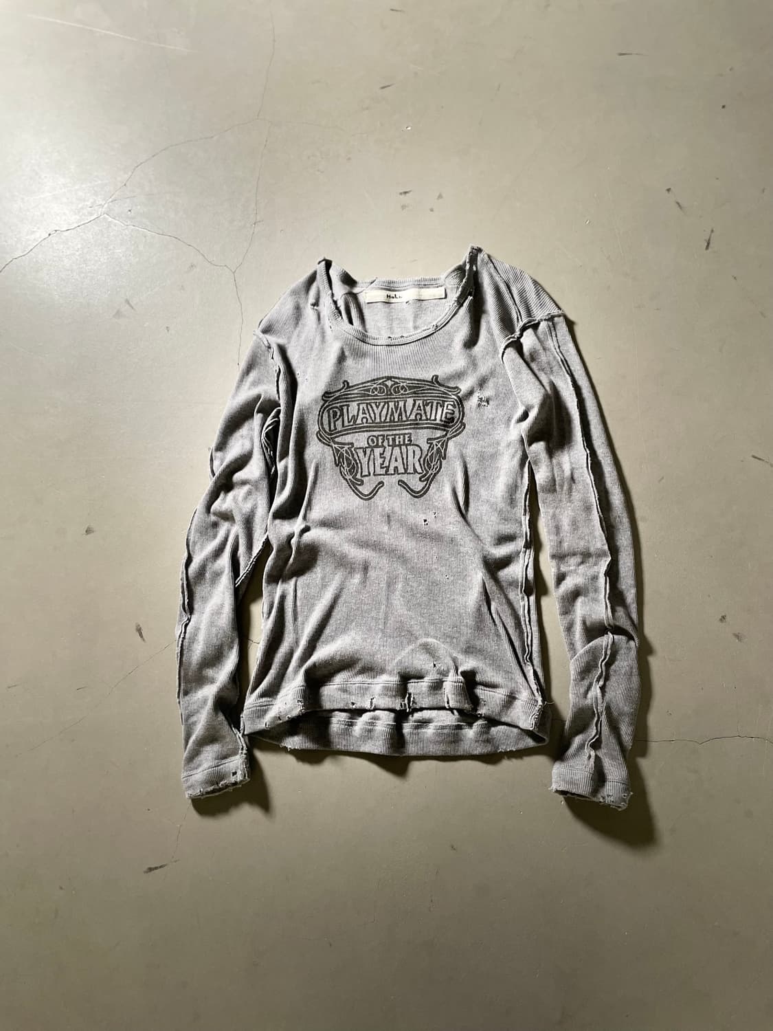 halb Distressed Rib Long Sleeve T-Shirt 상품이미지1