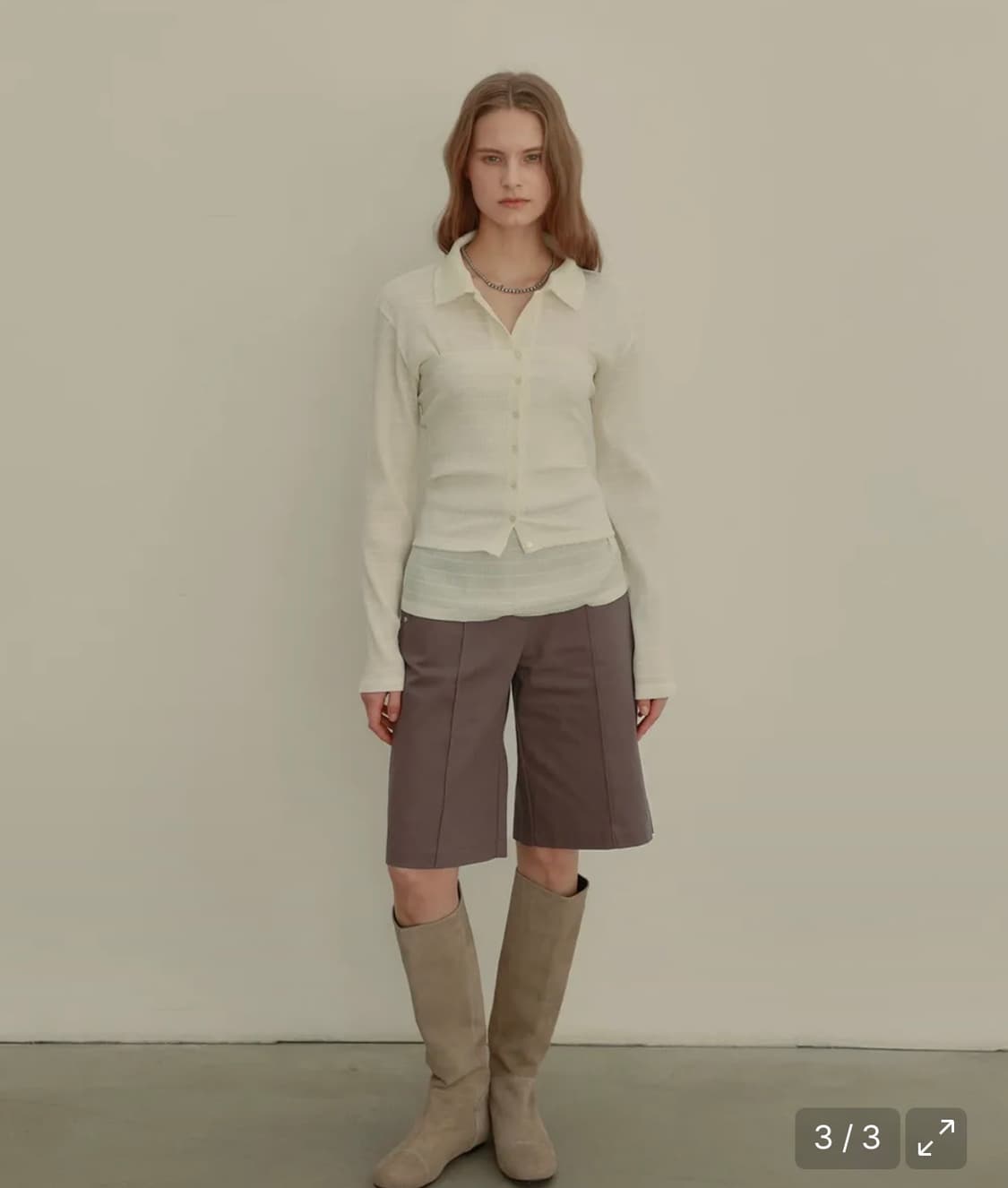 아우로 PLEATS LAYERED SHIRTS [ CREAM ] 상품이미지4