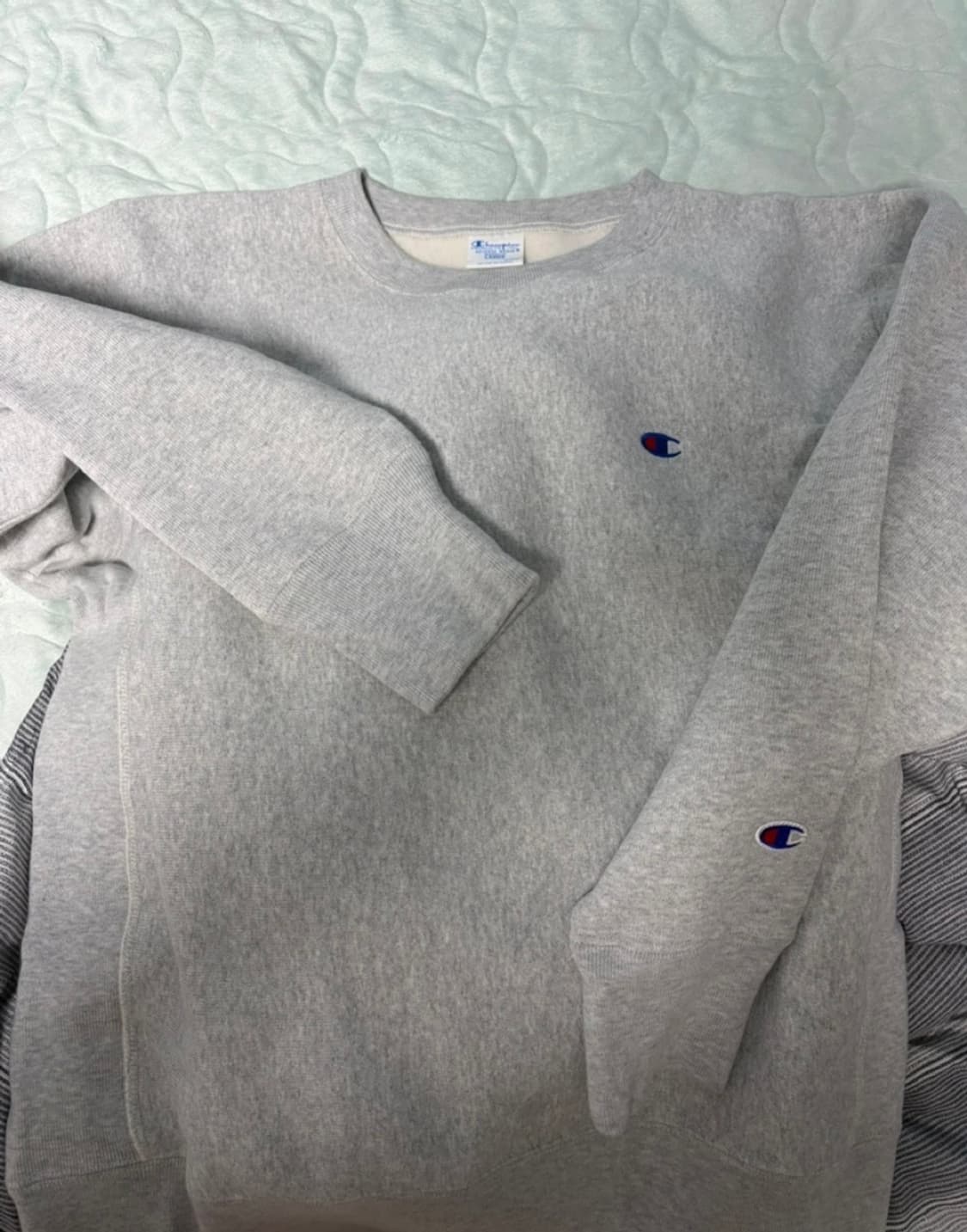 챔피온 리버스위브 블루택 회색 맨투맨 L 상품이미지1