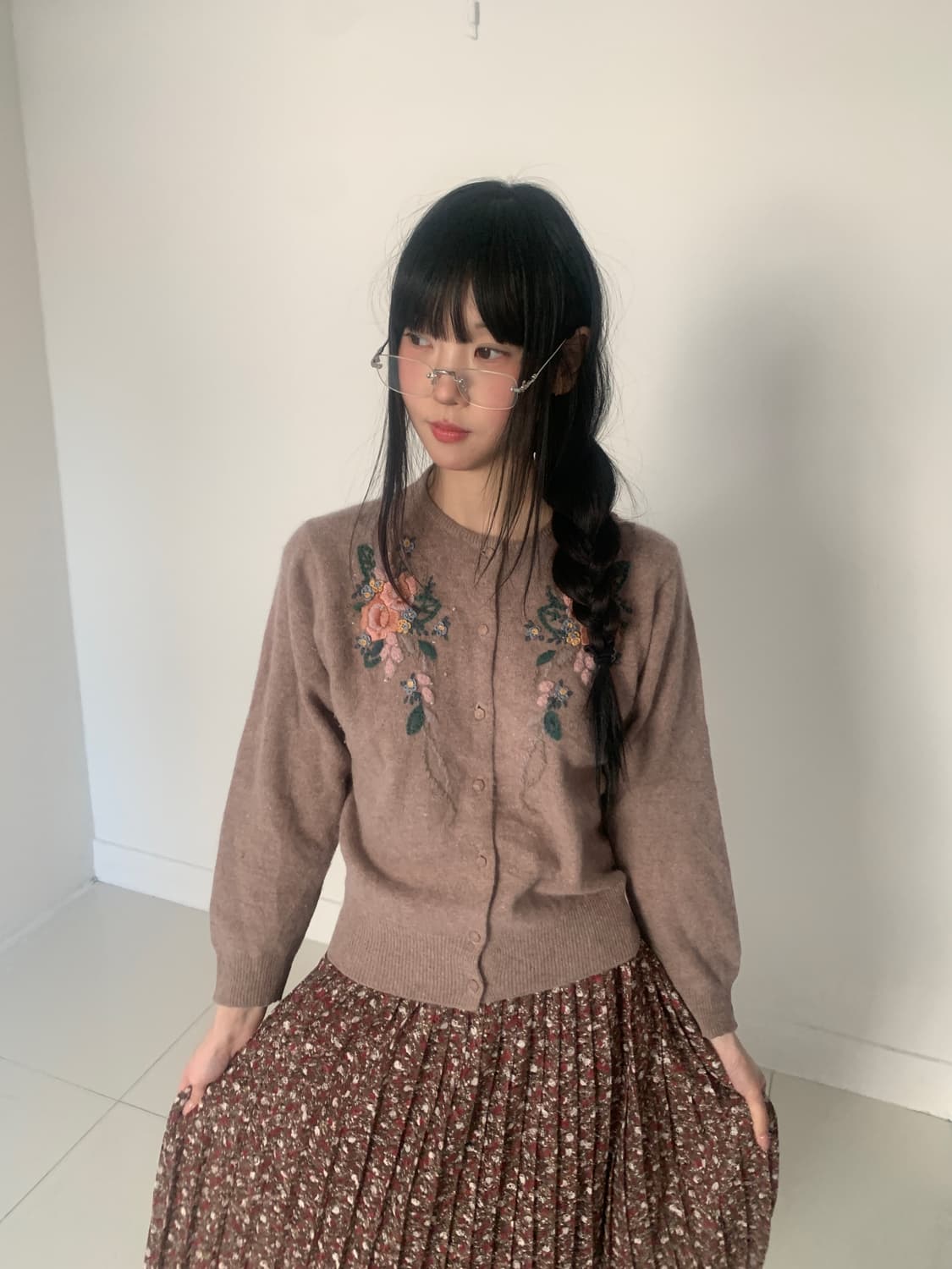 Flower pleats skirt(red) 상품이미지6