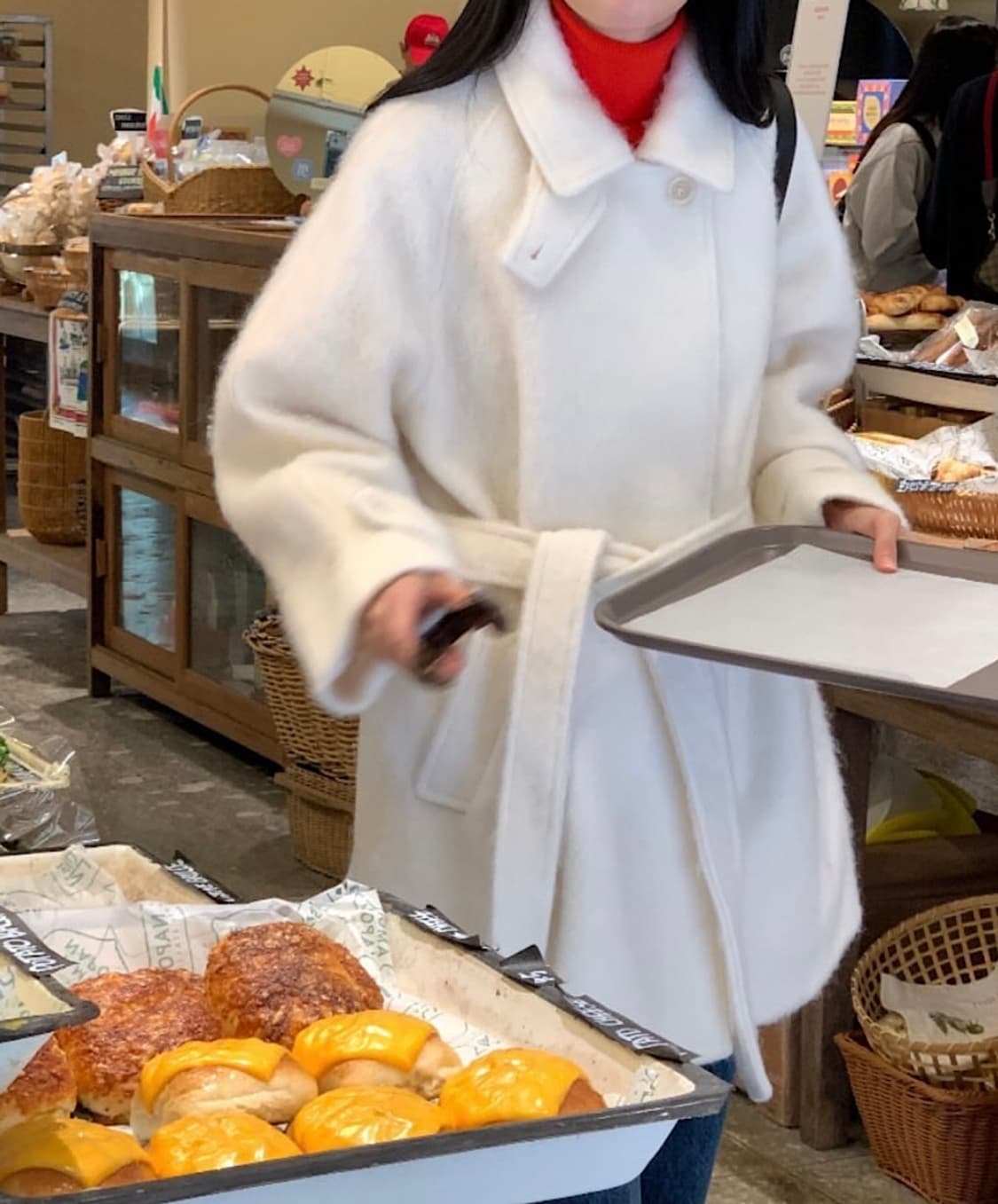 앤유브라운 아이보리 울 하프코트 새상품 상품이미지4