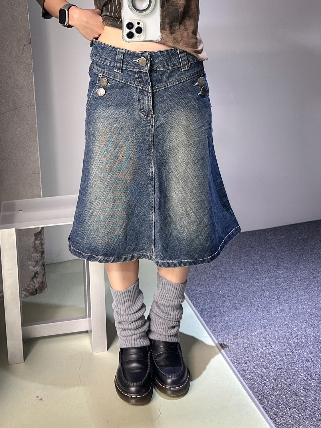 denim a line midi skirt 상품이미지4