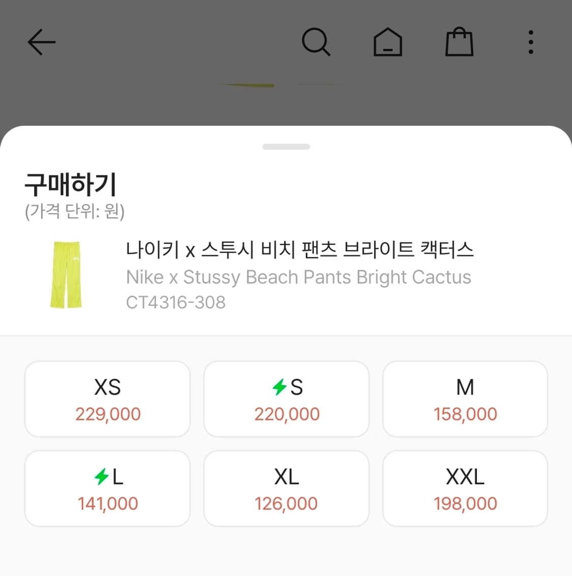 나이키 x 스투시 비치 팬츠 브라이트 캑터스 M사이즈 상품이미지5