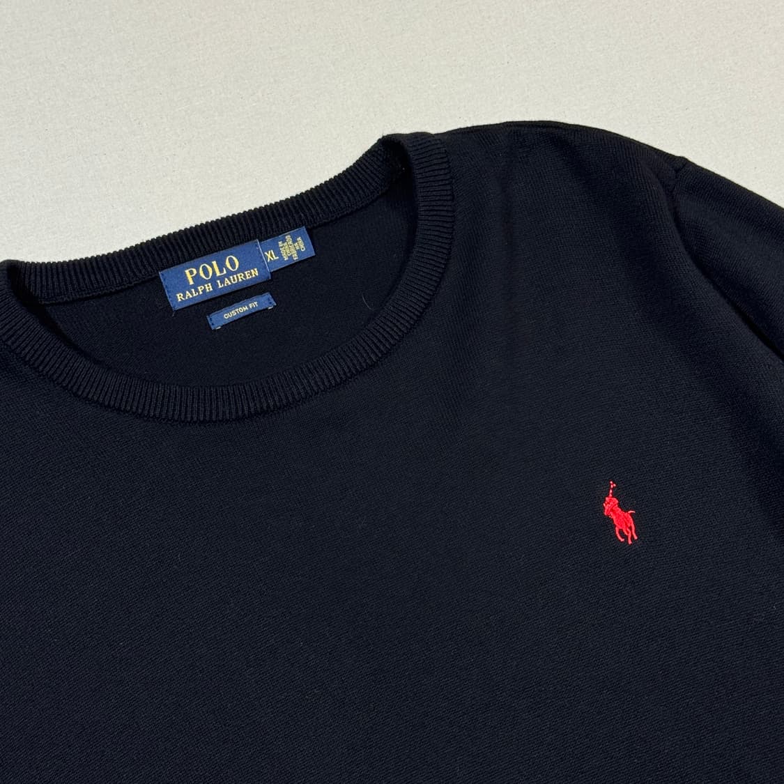 XL) 폴로 랄프로렌 라운드넥 코튼 니트 블랙 상품이미지4