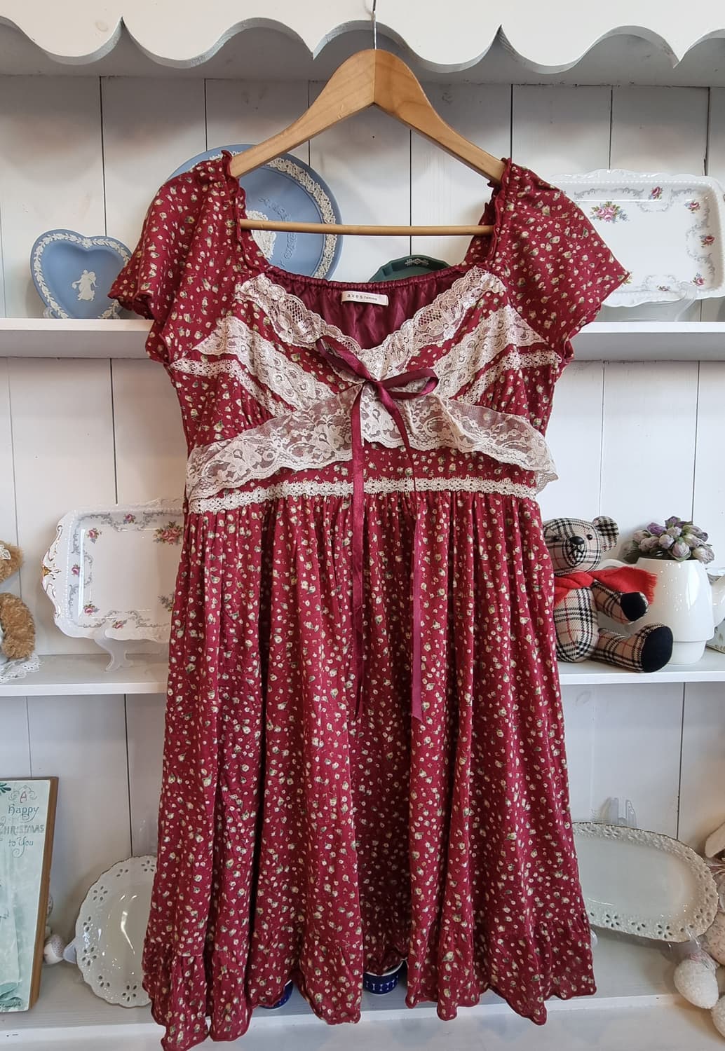 엑시즈팜 axes femme 와인 잔꽃 레이스 원피스 상품이미지2