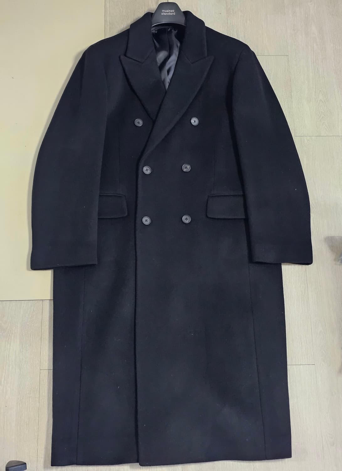 무탠다드 캐시미어 블렌드 대디 숄더 더블 롱 코트 XL 상품이미지1