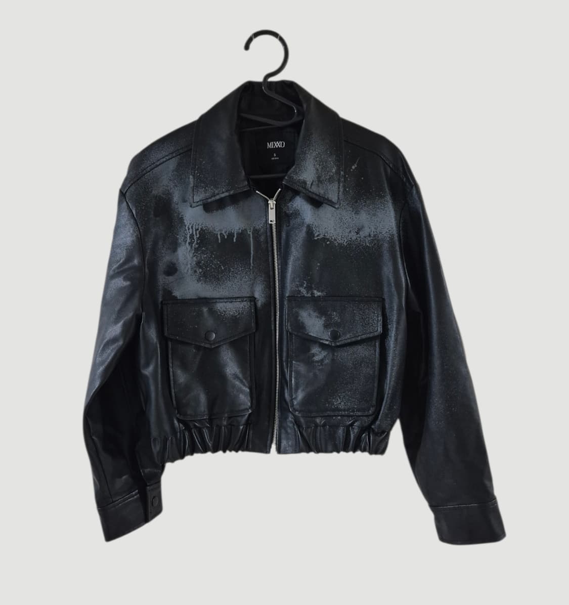 미쏘 여자 크롭 가죽자켓 오버핏 상품이미지1
