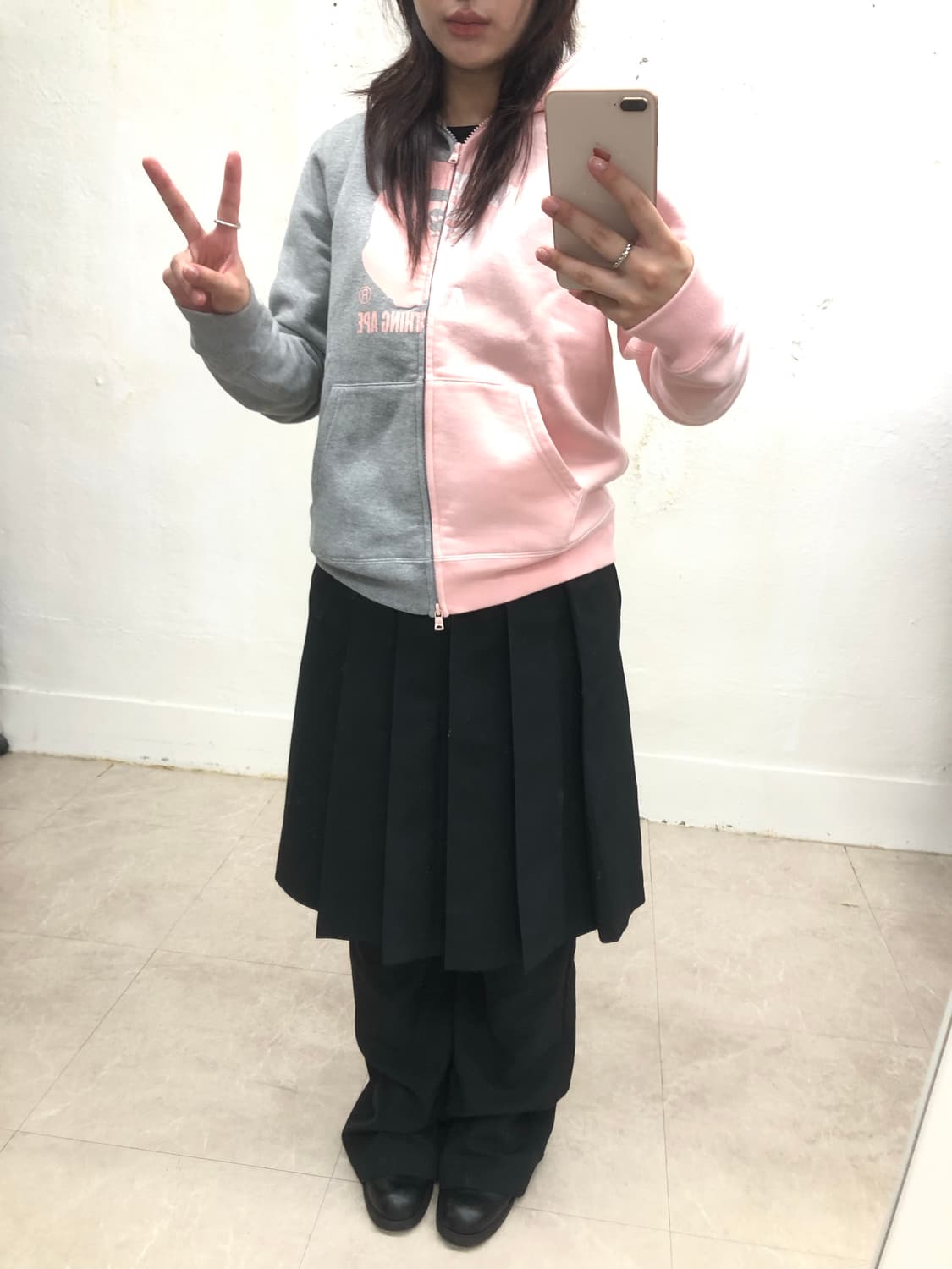 베이프 반반 후드 집업 상품이미지4