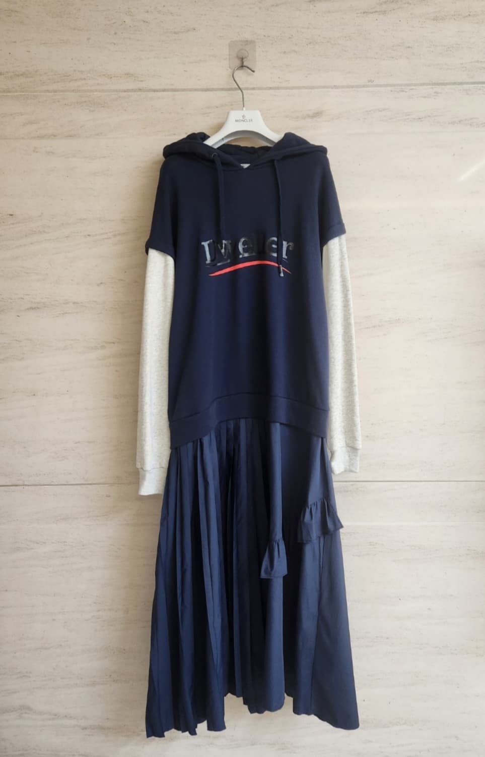 쥬시쥬디 레이어드 후드 져지 플리츠 원피스 66사이즈 상품이미지7