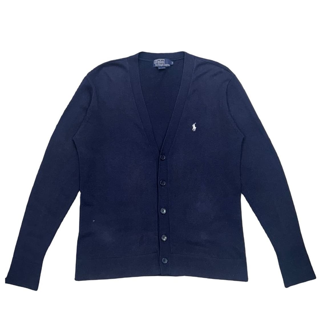 RALPH LAUREN 네이비 화이트 포니 브이넥 가디건 S 상품이미지1