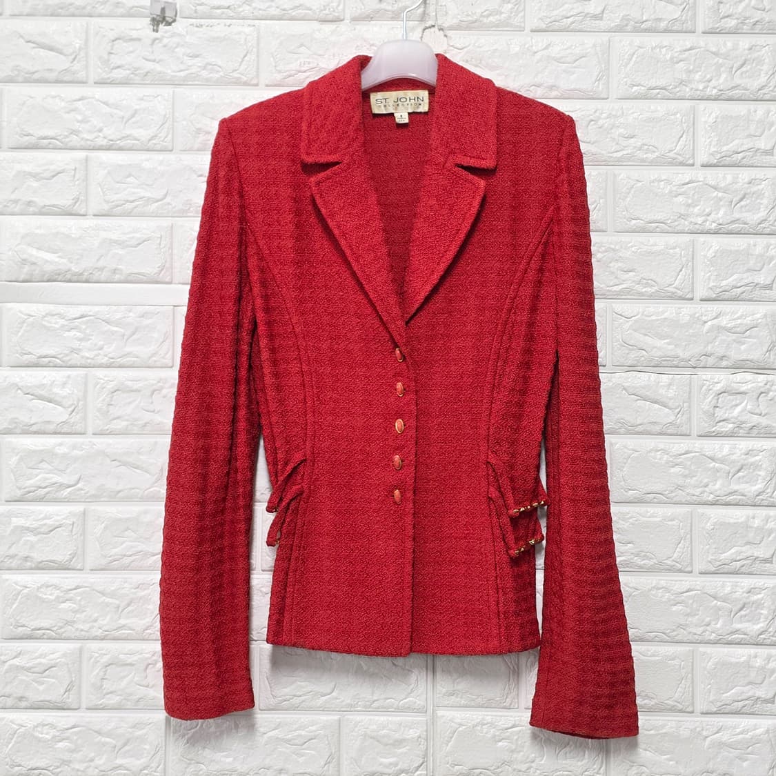 택포) 센존 ST.John 빨간색 트위드 자켓 M 상품이미지1
