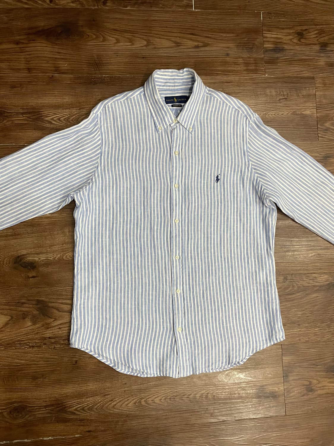 폴로 클래식핏 린넨 스트라이프 셔츠 상품이미지3