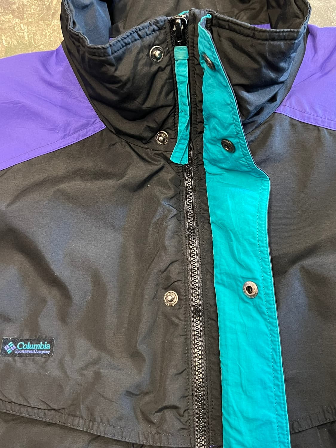 90's [XL] 올드 콜롬비아 컬러블록 바람막이 나일론 쉘 빈티지 자켓 상품이미지5