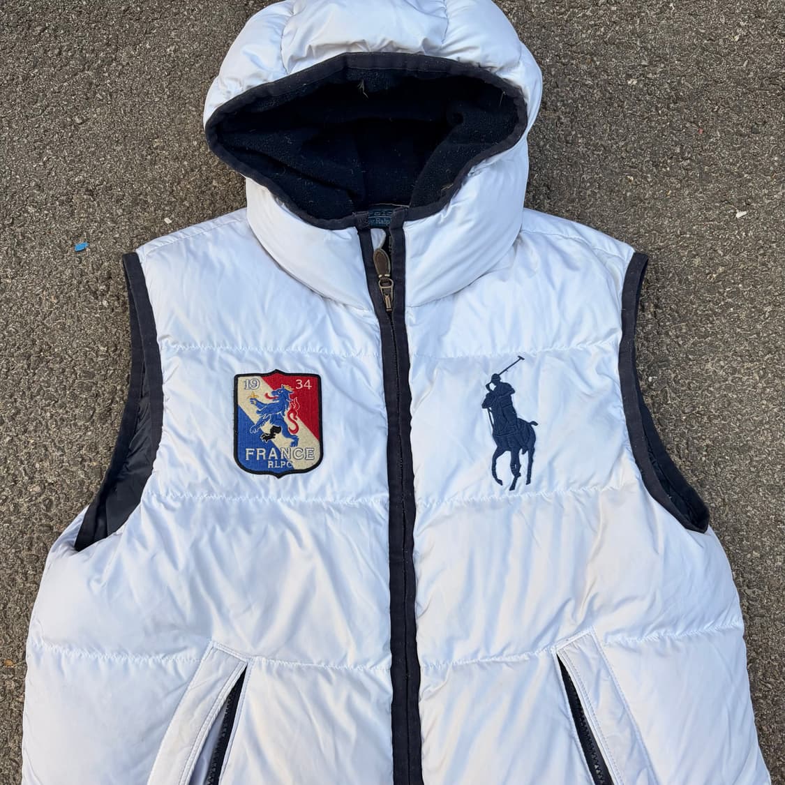 폴로 랄프로렌 화이트 프랑스 빅포니 패딩 조끼 베스트 XL 상품이미지2