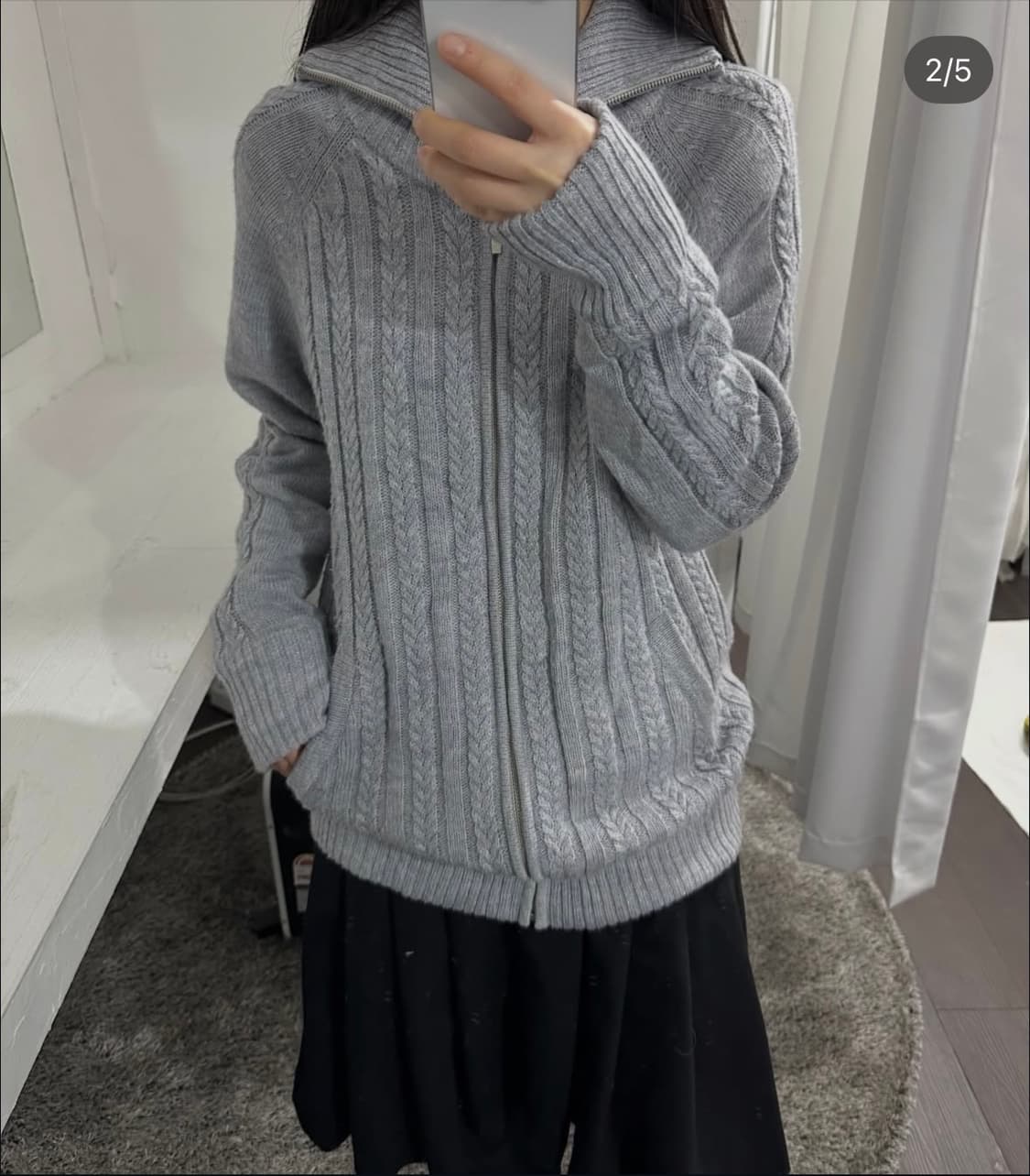 gray pearl knit zipup 상품이미지5