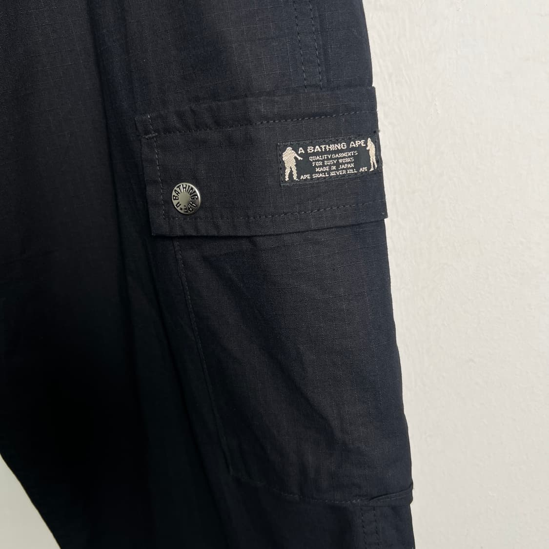 Bape 베이프 블랙 코튼 카고 팬츠 L 상품이미지5