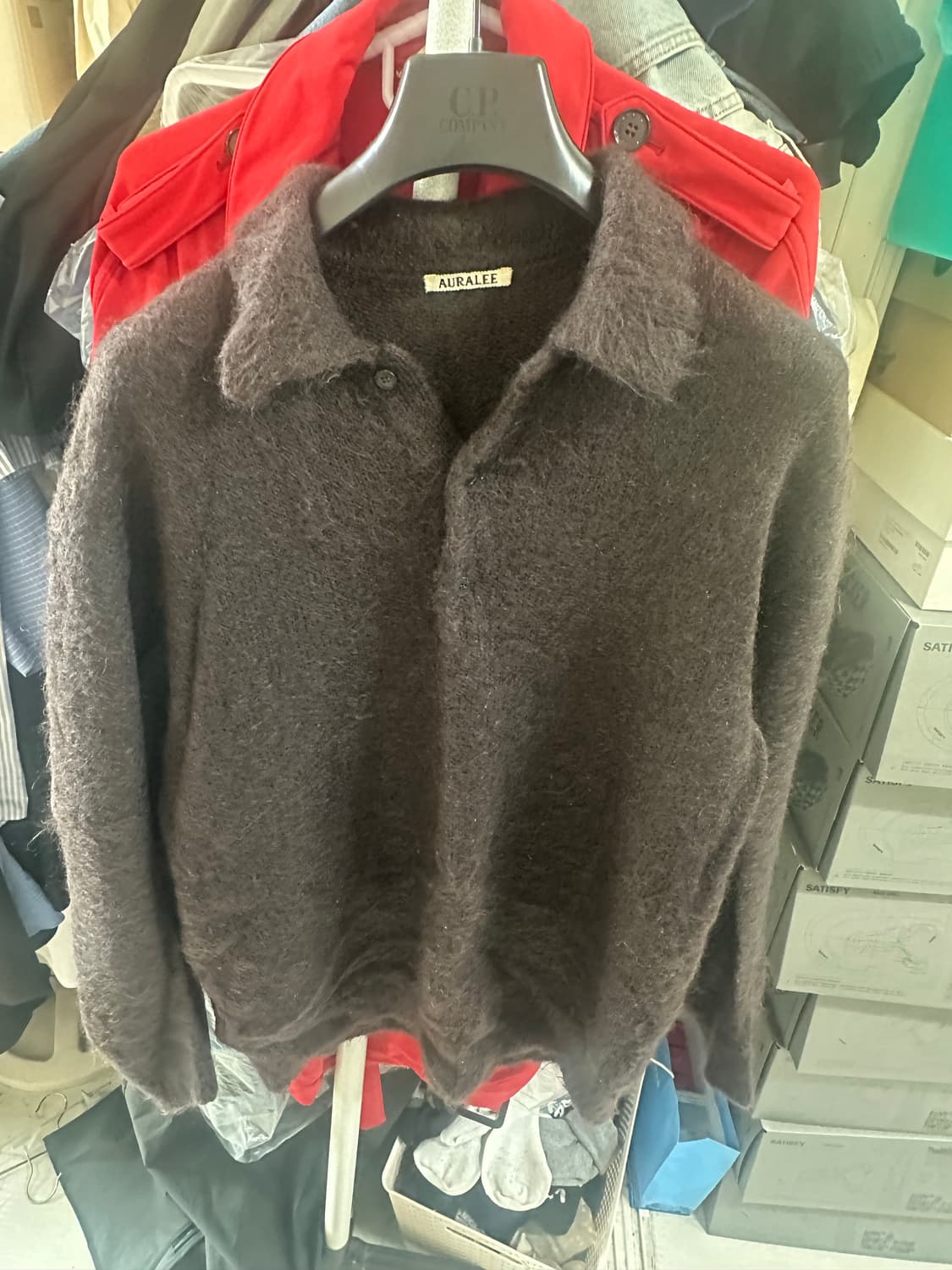 [4] 오라리 브러쉬드 슈퍼키드 모헤어 폴로 니트 다크브라운 상품이미지7